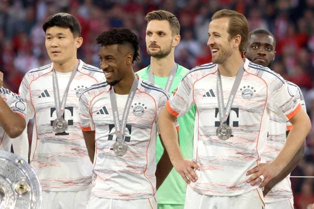 KIM MIN JAE, KINGSLEY COMAN, SVEN ULREICH, HARRY KANE, DAYOT UPAMECANO, Bayern Monaco, Bundesliga, 2024-25, Bayern Munchen vs Borussia Monchengladbach 2-0, 10-05-2025, Esultanza, Celebration, Jubel, Winners, Vittoria del Campionato BUNDESLIGA 2024-25 BAYERN MONACO-BORUSSIA MONCHENGLADBACH 2-0 FE