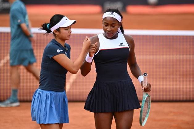 Coco Gauff (USA) and Alex Eala (PHL) in action against Sara Errani (ITA) and Jasmine Paolini (ITA) during the Internazionali BNL d Italia Day Ten at Foro Italico on May 14, 2025 in Rome, Italy.  Copyright: xDomenicoxCippitelli IPAxSportx xipa-agency.netx xx IPA_57678289 IPA_Agency_IPA57678289