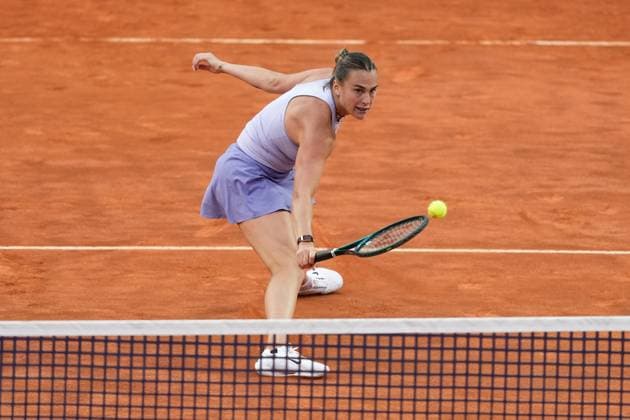 Aryna Sabalenka of Bielorussia during the match against Qinwen Zheng of China at the Internazionali BNL d Italia 2025 tennis tournament at Foro Italico in Rome, Italy on may 14, 2025. AntoniettaxBaldassarre