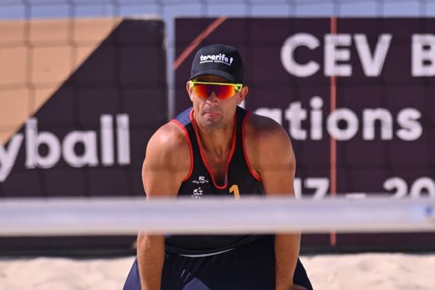 May 14, 2025, Madrid, Madrid, Spain: ALEJANDRO HUERTA PASTOR competes during the CEV Beach Volley Nations Cup match between SPAIN and UKRAINE at Parque Deportivo Puerta de Hierro on may 14, 2025 in Madrid, Spain. Madrid Spain - ZUMAc312 20250514_zsp_c312_002 Copyright: xOscarxManuelxSanchezx