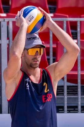 May 14, 2025, Madrid, Madrid, Spain: JAVIER HUERTA PASTOR competes during the CEV Beach Volley Nations Cup match between SPAIN and UKRAINE at Parque Deportivo Puerta de Hierro on may 14, 2025 in Madrid, Spain. Madrid Spain - ZUMAc312 20250514_zsp_c312_024 Copyright: xOscarxManuelxSanchezx