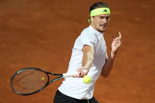Alexander Zverev of Germany during the match against Lorenzo Musetti of Italy at the Internazionali BNL d Italia 2025 tennis tournament at Foro Italico in Rome, Italy on may 14, 2025. AntoniettaxBaldassarre