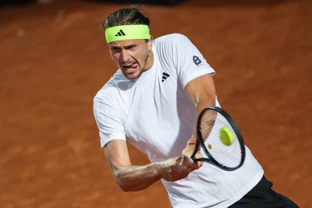Alexander Zverev of Germany during the match against Lorenzo Musetti of Italy at the Internazionali BNL d Italia 2025 tennis tournament at Foro Italico in Rome, Italy on may 14, 2025. AntoniettaxBaldassarre