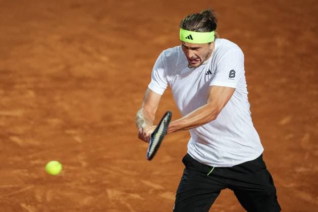 Alexander Zverev of Germany during the match against Lorenzo Musetti of Italy at the Internazionali BNL d Italia 2025 tennis tournament at Foro Italico in Rome, Italy on may 14, 2025. AntoniettaxBaldassarre