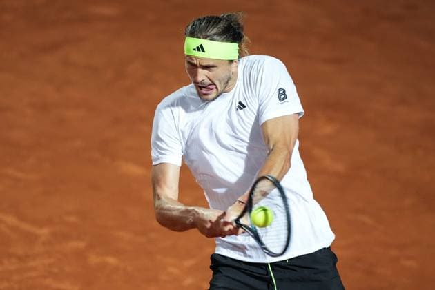 Alexander Zverev of Germany during the match against Lorenzo Musetti of Italy at the Internazionali BNL d Italia 2025 tennis tournament at Foro Italico in Rome, Italy on may 14, 2025. AntoniettaxBaldassarre