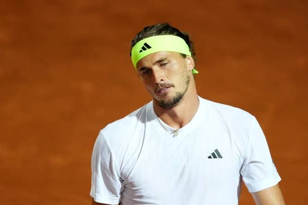 Alexander Zverev of Germany during the match against Lorenzo Musetti of Italy at the Internazionali BNL d Italia 2025 tennis tournament at Foro Italico in Rome, Italy on may 14, 2025. AntoniettaxBaldassarre