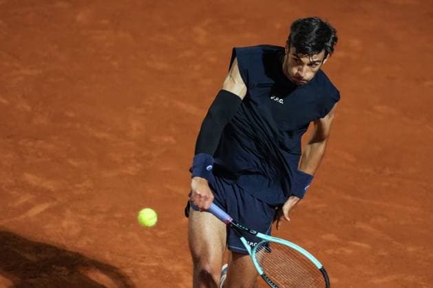 Lorenzo Musetti of Italy during the match against Alexander Zverev of Germany at the Internazionali BNL d Italia 2025 tennis tournament at Foro Italico in Rome, Italy on may 14, 2025. AntoniettaxBaldassarre