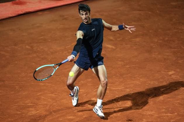 Lorenzo Musetti of Italy during the match against Alexander Zverev of Germany at the Internazionali BNL d Italia 2025 tennis tournament at Foro Italico in Rome, Italy on may 14, 2025. AntoniettaxBaldassarre