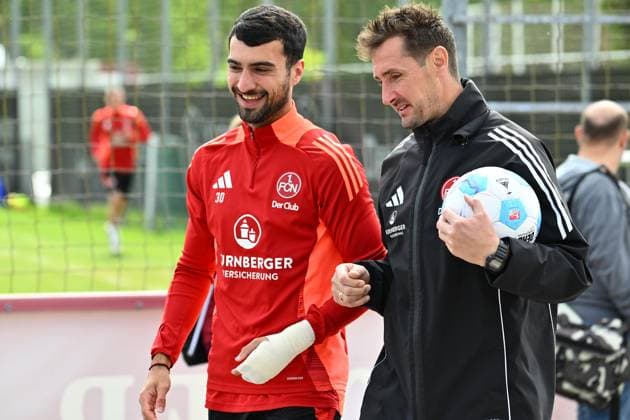 15 05 2025 Soccer 2 Soccer Bundesliga Season 2024 2025 1 FC Nürnberg Nuernberg FCN Club Training Sportfoto Zink xwoxzix Mahir Emreli 30, 1 FC Nürnberg FCN Miroslav Miro Klose Trainer 1 FC Nürnberg FCN happy