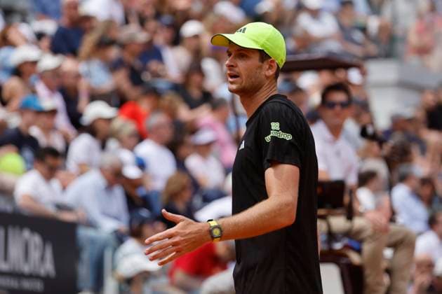 May 15, 2025, Rome, ITALY: Hubert Hurkacz of Poland during his men™s quarter final match against Tommy Paul of USA.(not pictured) at the Italian Open tennis tournament in Rome, Italy, 15 May 2025. ANSA FABIO FRUSTACI. Italian Open Tennis Tournament  - ZUMAa110 20250515_zaf_a110_019 Copyright: xFabioxFrustacix
