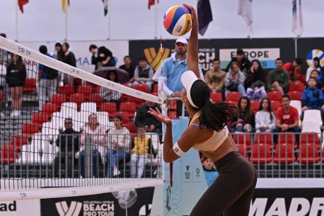 May 15, 2025, Madrid, Madrid, Spain: ELBA PAEZ (ESP) competes during the Beach Pro Tour Futures Madrid 2025 between SPAIN and USA at Parque Deportivo Puerta de Hierro on may 15, 2025 in Madrid, Spain. Madrid Spain - ZUMAc312 20250515_zsp_c312_071 Copyright: xOscarxManuelxSanchezx