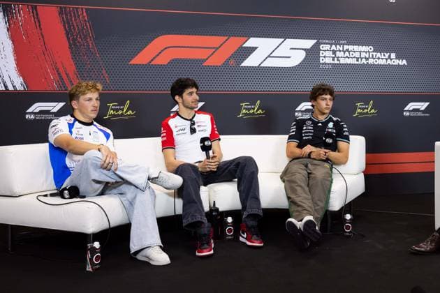 F1 - EMILIA ROMAGNA GRAND PRIX 2025 LAWSON Liam (nzl), Visa Cash App RB F1 Team VCARB02, portrait, OCON Esteban (fra), Haas F1 Team VF-25, portrait, KIMI ANTONELLI Andrea (ita), Mercedes AMG F1 Team W16, portrait during the Formula 1 AWS Gran Premio del Made in Italy e Dell™Emilia-Romagna 2025, Emilia Romagna Grand Prix 2025, 7th round of the 2025 FIA Formula One World Championship, WM, Weltmeisterschaft from May 16 to 18, 2025 on the Autodromo Internazionale Enzo e Dino Ferrari, in Imola, Italy - ImolaItaly Copyright: xJavierxJimenezx