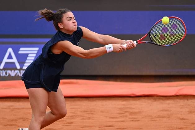 Internazionali BNL D Italia 2025 - Day Eleven Jasmine Paolini (ITA) competes against Peyton Stearns (USA) during the Internazionali BNL d Italia Day Eleven at Foro Italico in Rome, Italy, on May 15, 2025. Rome Italy Italy  Copyright: xDomenicoxCippitellix originalFilename:cippitelli-itainter250515_npn6r.jpg