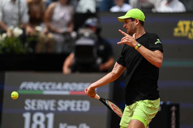 TENNIS - Internazionali di Tennis - Internazionali BNL d Italia Hubert Hurkacz in action during the Internazionali BNL d Italia match between Coco Gauff and Mirra Andreeva on 14 of May 2025 at Campo Centrale in Roma, Italy. Photo Tiziano Ballabio Rome Italy  Copyright: xIPAxSport ABACAx