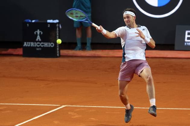 Rome, Italy 05 15 2025: Quarterfinal, men s singles, match Jannik Sinner (ITA) wins against Casper Ruud (NOR) during the Internazionali BNL d Italia 2025 ATP, Tennis Herren Masters Men s 1000 circuit in Rome at the Foro Italico.  Copyright: xmarcoxiacobuccix xipa-agency.netx xmarcoxiacobuccix 0818637276st