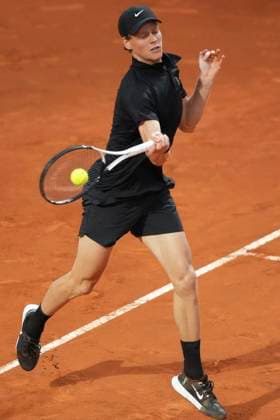 Jannik Sinner of Italy during the match against Casper Ruud of Norway at the Internazionali BNL d Italia 2025 tennis tournament at Foro Italico in Rome, Italy on May 15, 2025. Jannik Sinner won 6-0, 6-1. AntoniettaxBaldassarre