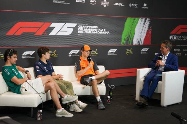 May 15, 2025, Imola, Bo, ITALY: Drivers press conference, PK, Pressekonferenz during Formula 1 AWS Gran Premio del Made in Italy e dell Emilia Romagna 2025 - Autodromo Enzo e Dino Ferrari, Imola (BO) Italy from 15th to 18th May 2025, Imola ITALY - ZUMAm217 20250515_zsp_m217_110 Copyright: xAlessioxDexMarcox