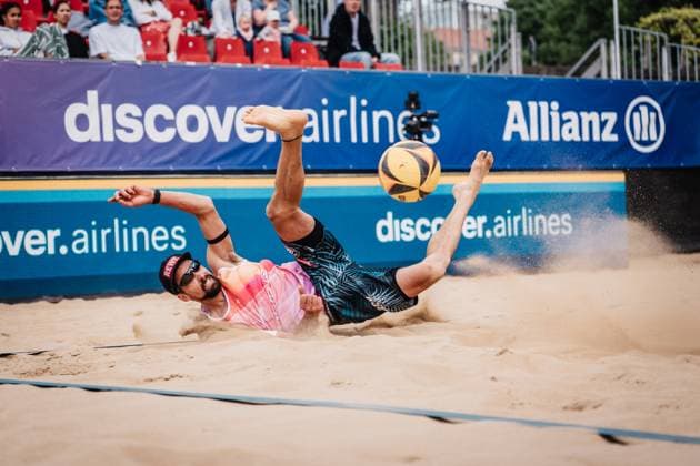 Beach volleyball men Allianz German Beach Tour 2025 Tourstop Düsseldorf 15 05 2025 Jonathan Erdmann Düsseldorf Robert Lehr Ufer Nordrhein Westfalen Germany
