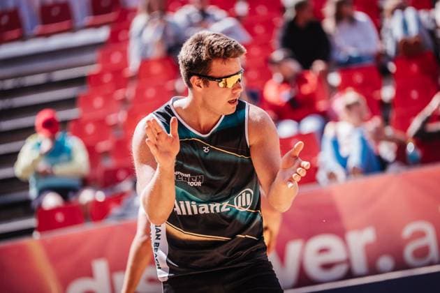 Beach volleyball men Allianz German Beach Tour 2025 Tourstop Düsseldorf 15 05 2025 Jonas Kaminski Düsseldorf Robert Lehr Ufer Nordrhein Westfalen Germany