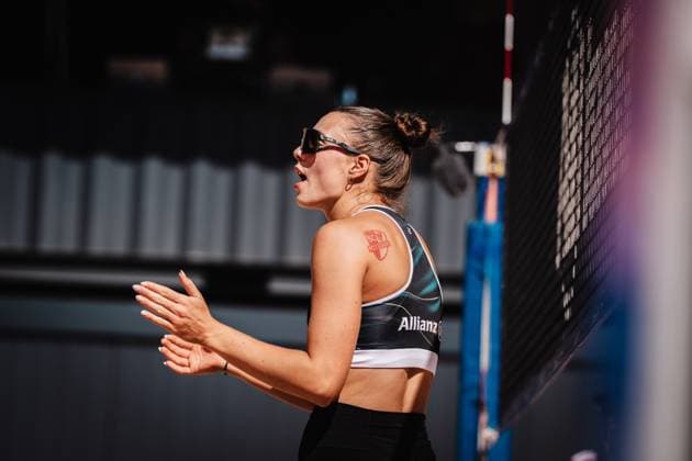 Beach volleyball women Allianz German Beach Tour 2025 Tourstop Düsseldorf 15 05 2025 Elea Beutel Düsseldorf Robert Lehr Ufer North Rhine-Westphalia Germany