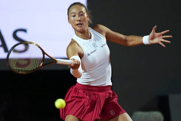 Qinwen Zheng of China during the match against Coco Gauff of United States of America at the Internazionali BNL d Italia 2025 tennis tournament at Foro Italico in Rome, Italy on May 15, 2025. AntoniettaxBaldassarre