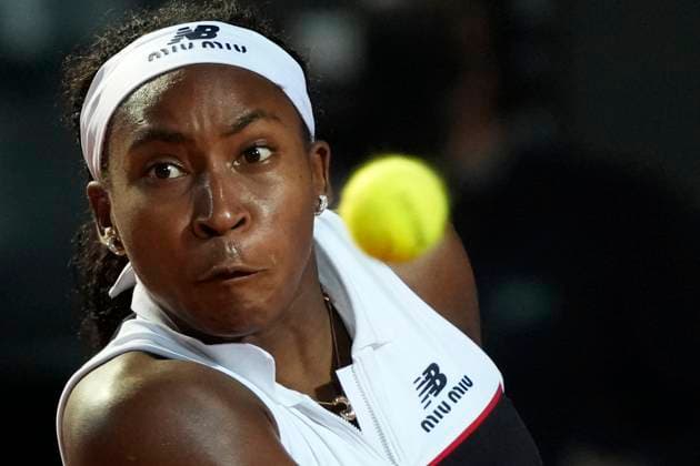 Coco Gauff of United States of America during the match against Qinwen Zheng of China at the Internazionali BNL d Italia 2025 tennis tournament at Foro Italico in Rome, Italy on May 15, 2025. AntoniettaxBaldassarre