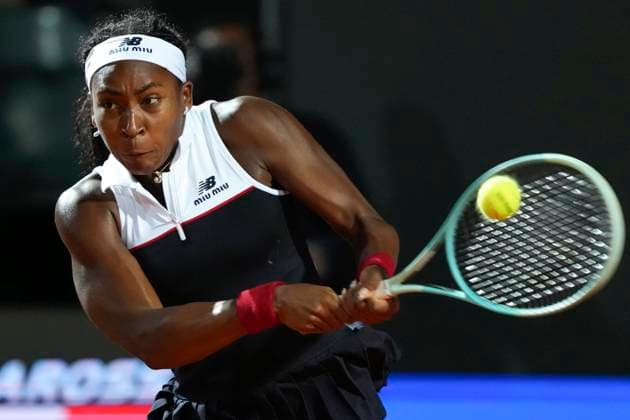 Coco Gauff of United States of America during the match against Qinwen Zheng of China at the Internazionali BNL d Italia 2025 tennis tournament at Foro Italico in Rome, Italy on May 15, 2025. AntoniettaxBaldassarre