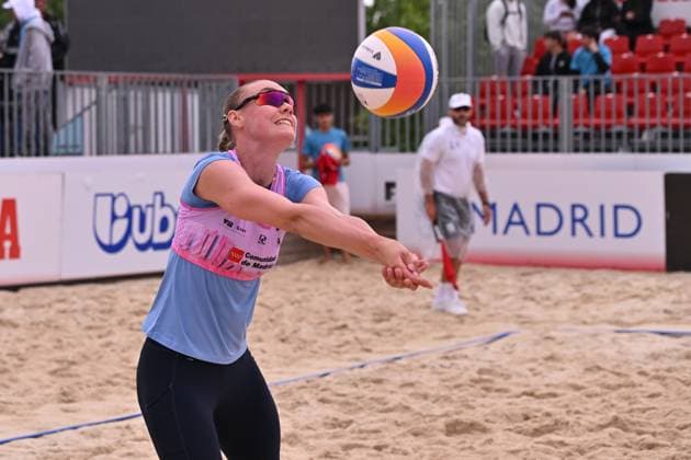 May 15, 2025, Madrid, Madrid, Spain: ELLEN LINDQVIST (SWE) competes during the Beach Pro Tour Futures Madrid 2025 between USA and SWITZERLAND at Parque Deportivo Puerta de Hierro on may 15, 2025 in Madrid, Spain. Madrid Spain - ZUMAc312 20250515_zsp_c312_237 Copyright: xOscarxManuelxSanchezx