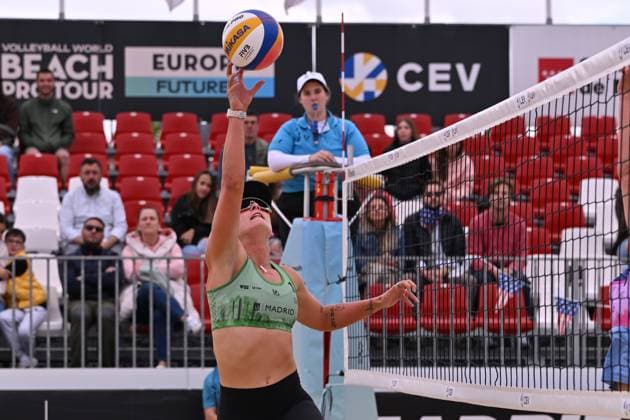 May 15, 2025, Madrid, Madrid, Spain: SYDNEY WETTERSTROM (USA) competes during the Beach Pro Tour Futures Madrid 2025 between USA and SWITZERLAND at Parque Deportivo Puerta de Hierro on may 15, 2025 in Madrid, Spain. Madrid Spain - ZUMAc312 20250515_zsp_c312_236 Copyright: xOscarxManuelxSanchezx