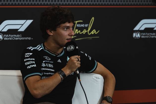 May 15, 2025, Imola, Bologna, Italy: ANDREA KIMI ANTONELLI (Mercedes) at the drivers press conference, PK, Pressekonferenz at the Emilia-Romagna Grand Prix on media day Imola Italy - ZUMAr193 20250515_zsp_r193_061 Copyright: xSaraxRuffonix
