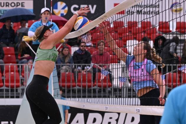 May 15, 2025, Madrid, Madrid, Spain: SYDNEY WETTERSTROM (USA) competes during the Beach Pro Tour Futures Madrid 2025 between USA and SWITZERLAND at Parque Deportivo Puerta de Hierro on may 15, 2025 in Madrid, Spain. Madrid Spain - ZUMAc312 20250515_zsp_c312_199 Copyright: xOscarxManuelxSanchezx