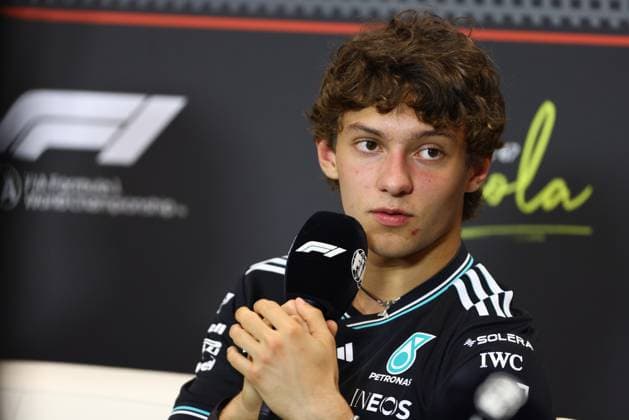 May 15, 2025, Imola, Bo, ITALY: Andrea Kimi Antonelli (ITA) - Mercedes-AMG PETRONAS F1 Team - Mercedes W16 - Mercedes E Performance in drivers press conference, PK, Pressekonferenz during Formula 1 AWS Gran Premio del Made in Italy e dell Emilia Romagna 2025 - Autodromo Enzo e Dino Ferrari, Imola (BO) Italy from 15th to 18th May 2025, Imola ITALY - ZUMAm217 20250515_zsp_m217_048 Copyright: xAlessioxDexMarcox
