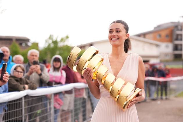 the trophy during the stage 7 of the Giro d™Italia from Castel di Sangro to Tagliacozzo, Italy - Friday, May 16, 2025. - cycling.  Copyright: xMassimoxPaolone LaPressex