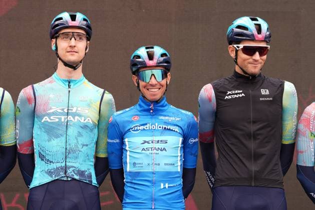 Fortunato Lorenzo of Xds Astana Team, blue jersey, during the stage 7 of the Giro d™Italia from Castel di Sangro to Tagliacozzo, Italy - Friday, May 16, 2025. - cycling.  Copyright: xMassimoxPaolone LaPressex