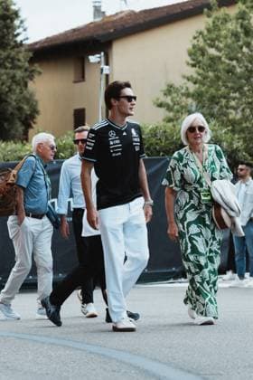 May 16, 2025, Imola, Bologna, Italy: GEORGE RUSSELL (Mercedes) entering the Formula 1 paddock at the Emilia-Romgna Grand Prix 2025 Imola Italy - ZUMAr193 20250516_zsp_r193_026 Copyright: xSaraxRuffonix