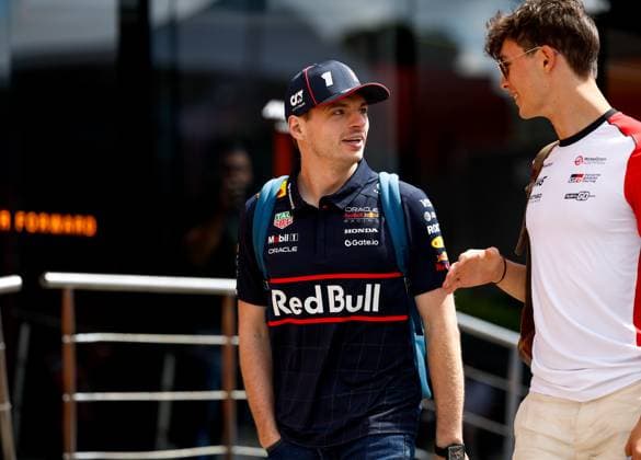 1 Max Verstappen NLD, Oracle Red Bull Racing , 87 Oliver Bearman GBR, MoneyGram Haas F1 Team , F1 Grand Prix of Emilia Romagna at Autodromo Internazionale Enzo e Dino Ferrari on May 16, 2025 in Imola, Italy Photo by HOCH ZWEI Imola Italy
