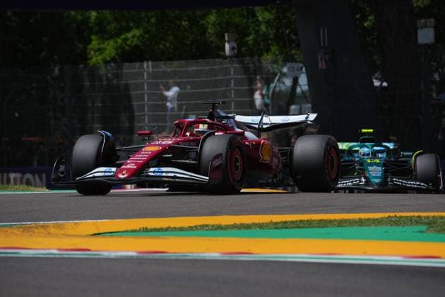 16 05 2025, Autodromo Enzo e Dino Ferrari, Imola, Formula 1 Grand Prix Emilia Romagna 2025 ,in the picture Charles Leclerc MCO , Scuderia Ferrari HP, Fernando Alonso ESP , Aston Martin Aramco Cognizant Formula One Team Photo by Hasan Bratic DeFodi Images