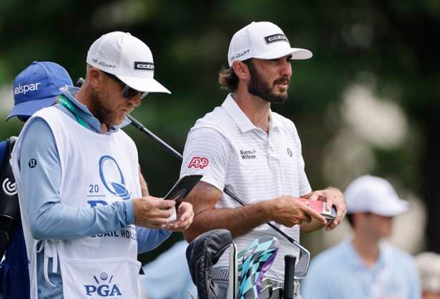 Max Homa waits to tee off on the 4th hole during the second round of the 2025 PGA, Golf Herren Championship at the Quail Hollow Golf Club in Charlotte, North Carolina on Friday, May 16, 2025.  CHA20250516635 TANNENxMAURY