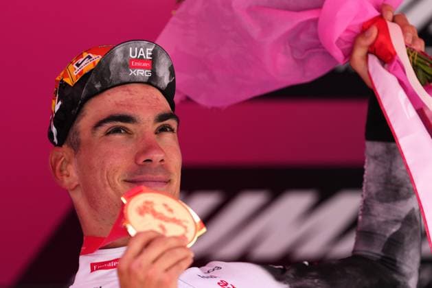 Ayuso Pesquera Juan of Uae Team Emirates Xrg winner of the stage during the stage 7 of the Giro d™Italia from Castel di Sangro to Tagliacozzo, Italy - Friday, May 16, 2025. - cycling.  Copyright: xGianxMattiaxD Alberto LaPressex