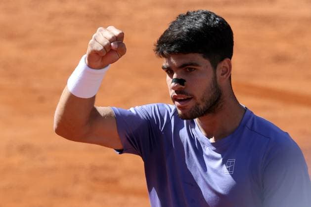 Rome, Italy May 16, 2025: Men s Semifinal, Men s Singles, Carlos Alcaraz (ESP) vs. Lorenzo Musetti (ITA) match during the Internazionali BNL d Italia 2025 ATP, Tennis Herren Masters Men s 1000 circuit of Rome at the Foro Italico.  Copyright: xmarcoxiacobuccix xipa-agency.netx xmarcoxiacobuccix 0818901225st