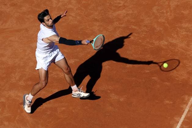 Rome, Italy May 16, 2025: Men s Semifinal, Men s Singles, Competition Carlos Alcaraz (ESP) wins and celebrates against Lorenzo Musetti (ITA) during the Internazionali BNL d Italia 2025 ATP, Tennis Herren Masters Men s 1000 circuit of Rome at the Foro Italico.  Copyright: xmarcoxiacobuccix xipa-agency.netx xmarcoxiacobuccix 0818903826st