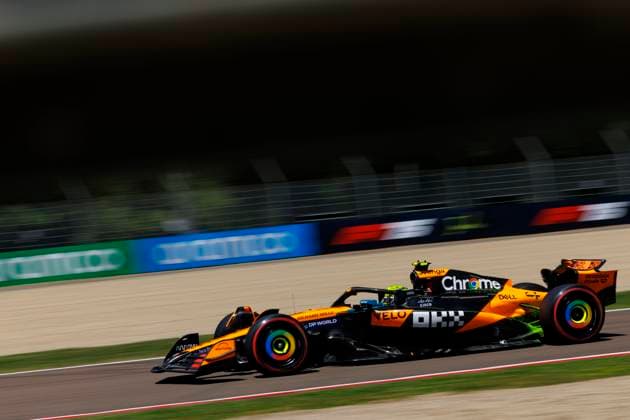 16th May 2025; Autodromo Enzo e Dino Ferrari, Imola, Italy; FIA Formula 1 Emilia Romagna Grand Prix 2025; Free Practice Day; Number 4 McLaren driver Lando Norris during practice 1 at the Emilia Romagna Formula 1  ActionPlus12788387 StephenxBlackberry
