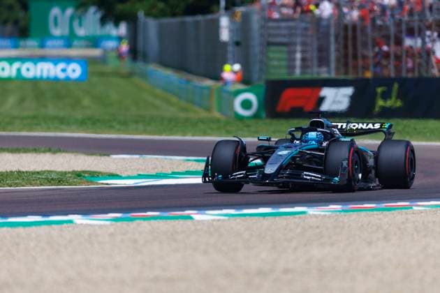 16th May 2025; Autodromo Enzo e Dino Ferrari, Imola, Italy; FIA Formula 1 Emilia Romagna Grand Prix 2025; Free Practice Day; Number 63 Mercedes AMG Petronas driver George Russell during practice 1 at the Emilia Romagna Formula 1  ActionPlus12788452 StephenxBlackberry