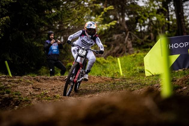 Whoop UCI MTB World Series DHI Worldcup Bielsko BiaÅa NICOLE Myriam COMMENCAL MUC OFF BY RIDING ADDICTION at Whoop UCI MTB World Series DHI Worldcup Bielsko BiaÅa, 16 05 2025,in Szczyrk,POL Photo Sebastian Sternemann
