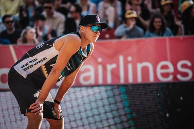 Beach volleyball men Allianz German Beach Tour 2025 Tourstop Düsseldorf 16 05 2025 Kristians Fokerots Düsseldorf Robert Lehr Ufer Nordrhein Westfalen Germany