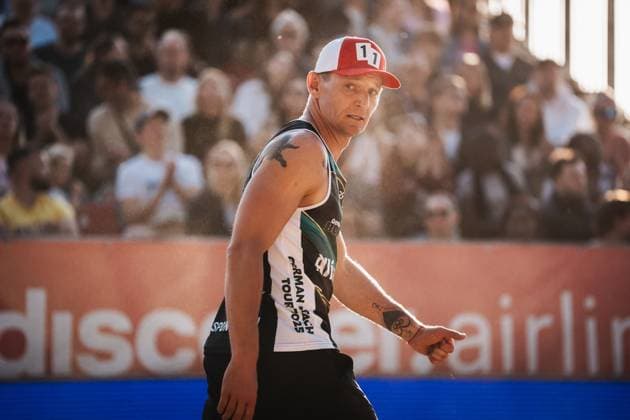 Beach volleyball men Allianz German Beach Tour 2025 Tourstop Düsseldorf 16 05 2025 Martins Plavins Düsseldorf Robert Lehr Ufer Nordrhein Westfalen Germany