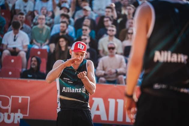 Beach volleyball men Allianz German Beach Tour 2025 Tourstop Düsseldorf 16 05 2025 Martins Plavins Düsseldorf Robert Lehr Ufer Nordrhein Westfalen Germany