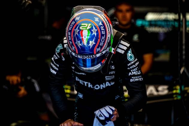 IMOLA, ITALY: Andrea Kimi Antonelli, racing for the Mercedes team during the 2025 Formula 1 Emilia Romagna Grand Prix at the Imola Circuit in Imola, Italy