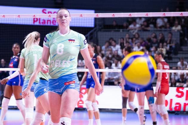 VOLLEYBALL : France VS Slovenie - Nations League - 16 05 2025 TOULOUSE, FRANCE - MAY 16 - VOLLEYBALL : Eva ZATKOVIC during the first preparatory match of the Women s Volleyball Nations League : France VS Slovenia at the Palais des Sports on May 16, 2025 in Toulouse, France  Copyright: xSylvainxDIONISIOx