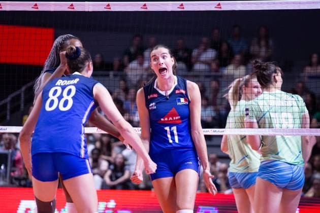 VOLLEYBALL : France VS Slovenie - Nations League - 16 05 2025 TOULOUSE, FRANCE - MAY 16 - VOLLEYBALL : Lucille GICQUEL during the first preparatory match of the Women s Volleyball Nations League : France VS Slovenia at the Palais des Sports on May 16, 2025 in Toulouse, France  Copyright: xSylvainxDIONISIOx
